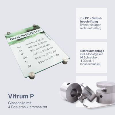 Tuerschild VITRUM P Glasschild fuer Buero DIN A3